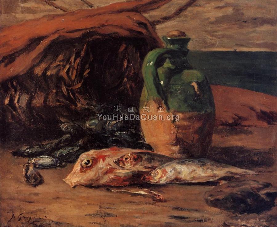 Still Life with Jug and Red Mullet - 保罗·高更